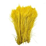 Sobre 9.7 - 11,7 Pulgadas 72pcs/lot al por mayor para bodas y decoración de plumas de pavo real Vintage Party decorativa penacho About 9.7-11.7 inches amarillo