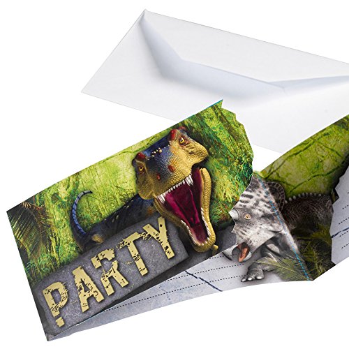 Amscan 9900360 Dinosaurier Attack Einladungen mit Umschlägen