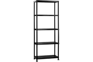 Easy Shopping ® 4/5 Tier Black Heavy Duty 60CM Wide Plastic Shelving Unit Storage Organised Garage/Home/Pantry Racking Shelf Shelves Workbench Workman Bays Racking Tools