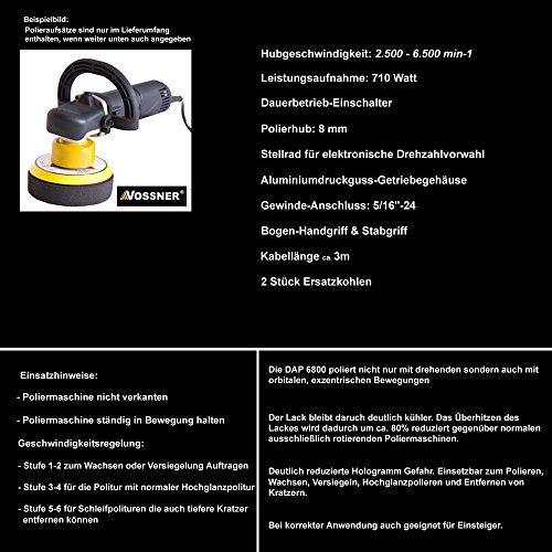 Exzenter Poliermaschine DAP 6800 Excenter DUAL ACTION POLISHER - 8