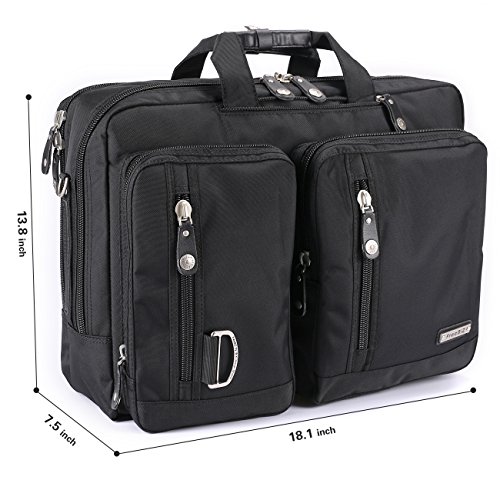 FreeBiz 17-Zoll-Laptop-Tasche Multifunktions -Laptop-Aktenkoffer -Rucksack mit Tragegriff und Schultergurt Passend bis zu 17,3-Zoll-Laptop / Notebook / MacBook / Chromebook für Dell, Asus, Msi (17,3 Zoll, Schwarz) - 3