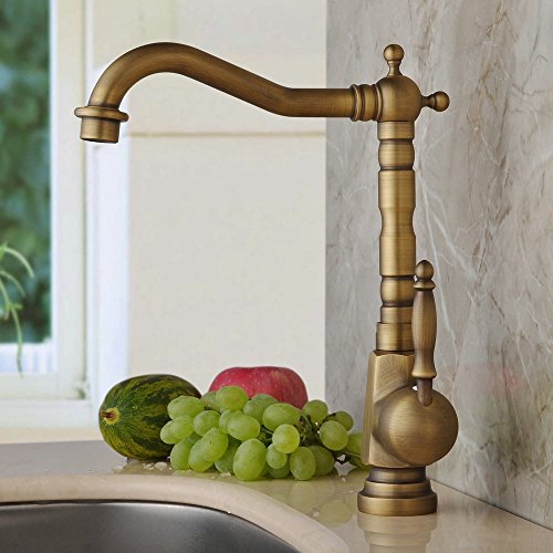 Hiendure® Einlochmontage Einhebelmischer Küchenarmatur Aus Messing Keramik-Kartusche schwenkbarer Rohrauslauf Hoher Auslauf Wasserhahn - 4