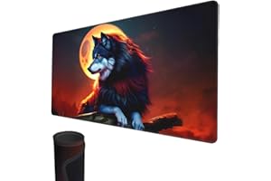 SMATCAMP MTG Playmat, 24" x 14" TCG Playmats Stitched Edges Smooth Rubber Surface Battle Board Game MTG Playmat Horror Theme MTG Playmat for Halloween (Wolf)