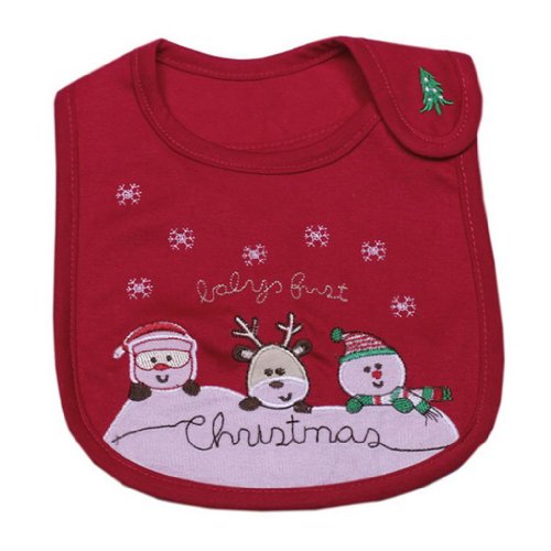 Double Baby Embroidered Cotton Cartoon Waterproof Bib Christmas 20cm