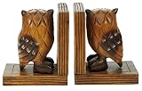 Eulen Buchstützen x 2 : Handgeschnitzte hölzerne tierische Verzierung : Qualitätsweihnachtsgeschenk für Männer u. Frauen : Traditionell Handgefertigt aus Holz: Haus Dekoration - 3