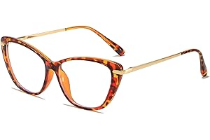 LJCZKA Gafas Luz Azul Mujer Ojo de Gato, Gafas de Lectura Sin Graduacion de Metal Antifatiga para Juegos, Tablet y Ordenador