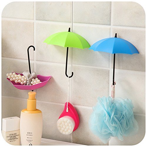 Tangmi Bunte Regenschirm Selbst Sticky Haken Freie Nagel Starke Wandhaken für Schlüsselhalter , Wanddekoration , Wand Key-Rack, Wand Schlüsselhalter und Kleinteile Schmuck (6 PCS) - 3