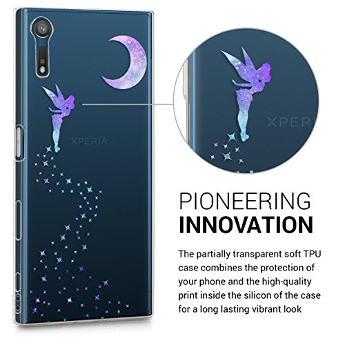 kwmobile Funda para Sony Xperia XZ XZs - Carcasa Protectora de  TPU  con dise  o de Hada en  Violeta Menta Transparente 