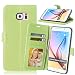 Produktbild Nancen Samsung Galaxy S6 Edge Plus / G9280 (5,7 Zoll) Lederhülle Neu Style Acht Farbe Weich PU Flip Case Ledertasche / Schutz Etui, Einfach Vintage Kollektion Karten Slot Foto Wallet Hülle Handy Tasche Zubehör