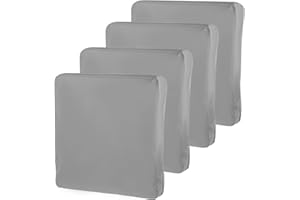 JOKAPY 4 fundas de cojín de silla de jardín (sin relleno), fundas de cojín para silla exterior, impermeables, antipolvo, con cremallera, para terraza jardín, patio, 60 x 60 x 10 cm, gris claro, Standard