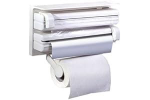 TEKSHOPPING Portarotoli da Parete Porta Rotoli Carta Rotolo Alluminio Dispenser Pellicola salvaspazio