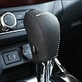CEBAT Gear Shift Knob Cover Automatic Transmission Boots Shift Lever Leather Sheath for Nissan Pathfinder 2013-2020（Black Stitches）