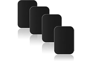 Drucilla Metallplatte Handy, Metallplättchen Selbstklebend Set, 4 Stück Universal Metallscheiben für KFZ Handyhalterung Magnet Lüftung/Magnetische Handyhalter Auto Zubehör, Rechteckige/Schwarz