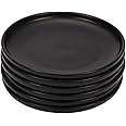 BonNoces Matte Porcelain Dinner Plates, 6-inch Small Elegant Round Serving Plates for Appetizers, Dessert, Salad, Snacks, Set of 6 (Black)