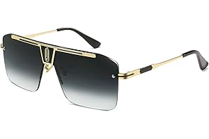 SHEEN KELLY Occhiali da sole oversize retrò per uomo donna Occhiali da sole quadrati senza montatura Occhiali da sole flat top Vintage