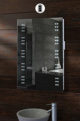 Badezimmer Spiegel mit LED-Beleuchtung, batteriebetrieben