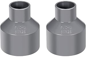 sourcing map Acoplamiento reductor de PVC de cubo por cubo de 50mm x 25mm Adaptador de tubería DWV Gris 2uds