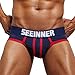 Produktbild Herren Unterwäsche Forh Mens Sexy Baumwolle Unterhose Mode Streifen Drucken Sommer Höschen Badehose Elastic Retroshorts Kurz Weich Boxershorts Attraktiv Slips Sportslips Unterhosen (Marine, XL)