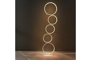 GBLY LED lampadaire dimmable moderne 30W interrupteur tactile salon lampadaire blanc chaud 3000K aluminium uplighter 5 lumières en forme d'anneau lampadaire blanc pour chambre salon étude, 110cm