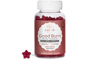 LASHILÉ BEAUTY - Compléments Alimentaires - Brûleur de Graisse - Good Burn Sans Sucres Boost Minceur - Cure 1 Mois - 60 Gummies - Fabrication Française - Ascophyllum, Cola, Garcinia…