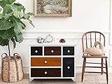 Rebecca Srl Kommode Schubladenschrank Schubladenkommode Sideboard 6 Schubladen Paulownienholz mehrfarbig Knöpfen Shabby Look Schlafzimmer Wohnräume (Code RE4337). - 2
