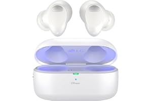 LG Auriculares intraurales Bluetooth Tone Free T90S con Sonido Dolby Atmos, tecnología Meridian, cancelación Activa de Ruido (ANC), y UVnano+, Blanco