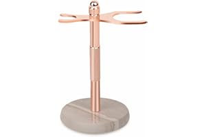GMYIAK RasierstäNder Mit Pinselhalter,Handpolierter DuneGlow Marmorsockel FüR Einen Stabileren Stand,Gebogenes Design FüR Die Meisten Rasiermesser Und Pinsel,Kann Ein Geschenk FüR MäNner Sein