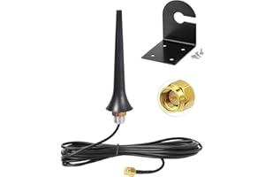 Eightwood Outdoor Omnidirectional Antenna - 2.5dBi, SMA Adapter, 3M RG174 Cable, Hole Mount Base L Bracket for 3G/4G/GSM/UMTS/CDMA/GPRS Router, LTE, Bluetooth, MiMo SIM Card