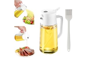 TINMIX Ölsprühflasche 500 ml 2-in-1 Olivenölspender und Ölsprühflasche für Kochen, Luftfritteuse, Küchenhelfer, BBQ, Backen, Weiß