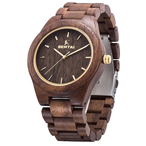 Sentai Reloj Madera Hombre Natural De Madera del Reloj Cuarzo Japonés Relojes Único Texturas