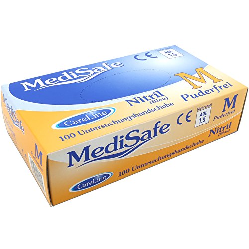 Nitril-Handschuhe blau 100 Stück Gr. S-XL MediSafe, M