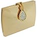 Compact Mirror Gold Tone Polished Envelope Mirror With Crystal Set Lever Opener SC967
