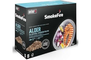 Weber Pellets de Madera - Madera de Aliso (8kg), perfectos para ahumar pescado, madera 100% natural, producto de la UE, certificada FSC sostenible (18290)
