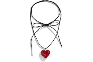 Irikdescia Y2K naszyjnik typu choker, naszyjnik w kształcie serca, z elegancką plecioną kokardką, regulowany, czarny, aksamitny łańcuszek, wisiorek w kształcie serca, dla dziewcząt i kobiet