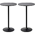Pearington Santina 2 Pack Round Bar and Pub Table, Black