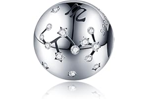 CQWVB Kobiety Charm Zawieszek Znaki gwiazdek dla bransoletki 925 Sterling Silver 12 gwiazdek Charms Beads odpowiednie dla Pandora bransoletki, Kompatybilny z europejskim bransoletkiem i bransoletkiem