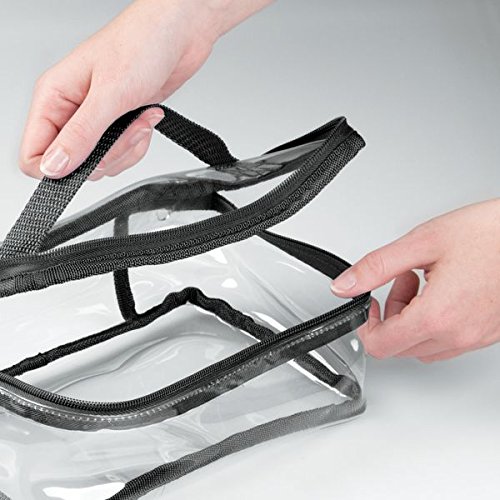 mDesign Reisetasche für Accessoires – Tasche für Strand, Pflegeprodukte oder Kosmetik – transparent / schwarz - 5