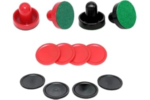 HugeDE 4 Pcs Air Hockey Pushers with 8 Pcs Pucks and Paddles Replacement Accessories for Game Tables