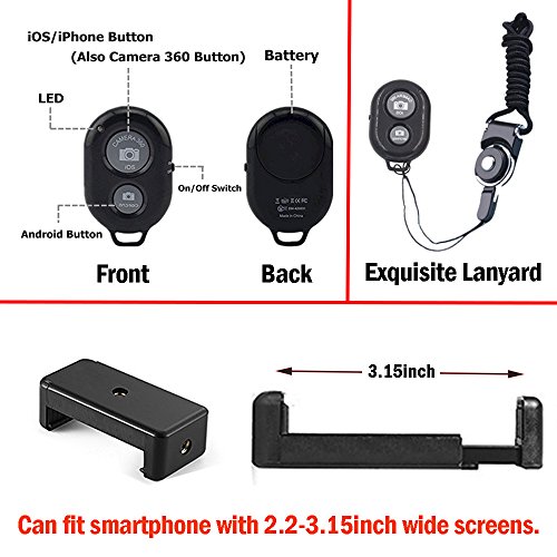 Handy-Stativ aus Aluminium, 106,7Â cm, fÃ¼r iPhone/Smartphone, Telefon- und Tischhalterung, Bluetooth-Fernbedienung und AuslÃ¶ser (schwarz)