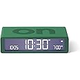 Lexon Flip Classic Digital Alarm Clock with Reversible On/Off Faces, Rechargeable bedside clock with LCD display, Touch Sensor for Snooze & Light function - Green Emerald