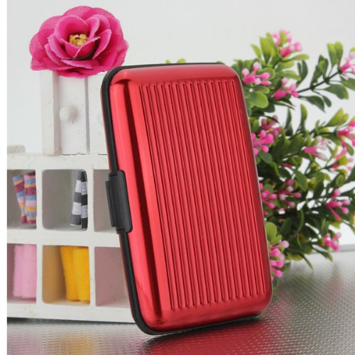 Alu wasserdichte Kreditkarten Visitenkarten Etui Case Tasche Box Hülle Kartenbox Aufbewahrungsbox Rot