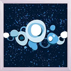 ArtzFolio Blue Bubbles in The Space Canvas Painting White Wood Frame 24 X 24Inch