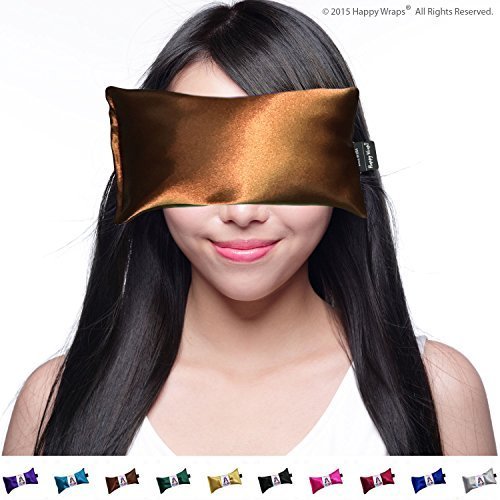 Hot Cold Unscented Eye Pillow and Free Eye Mask for Sleep, Yoga, Migraine Headaches, Stress Relief. By Happy Wraps - Copper by Happy WrapsÃ‚Â®