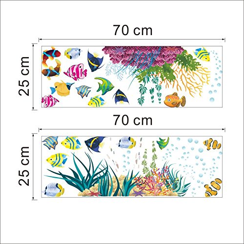 ElecMotive Fisch Entfernbare Wandtattoo Wandaufkleber Wall sticker Aufkleber DIY für Wohnzimmer Schlafzimmer Kinderzimmer in Geschenkkarton 42cm (H) * 130cm (W) (Unten Meer) - 5