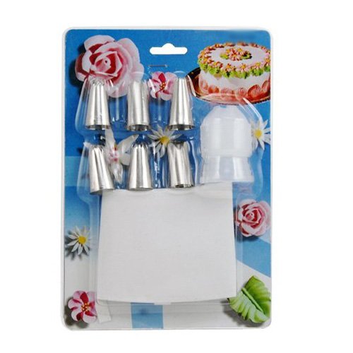 TOOGOO(R) Spritzbeutel Pfeife Tuete Set mit 6 Stahl-Duesen fuer Kueche und Halshalt Handwerk Tortendekoration Baumwolle-Vereisungssahne - 5