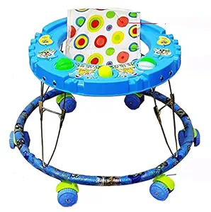 Cluedeal 6 Wheel Kids Walkers Stroller Smart Witty Plastic Round Baby Walker with Adjustable Height and Without Music Toy for Kid 6 Months to 12 Age