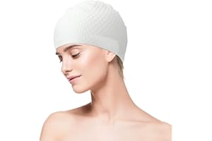 Glaxcidy Cuffie da Nuoto, Cuffia Piscina Antiscivolo per Piscina, Cuffia Nuoto Anti-strappo in Silicone con Design in Stile Retro per Uomo Donna Ragazzi Ragazze Unisex Capelli Lunghi Corti