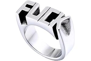 BlackAmazement Anello in acciaio inox 316L lettera F U C K argento punk biker uomo