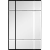 HOMCOM Rectangular Wall Mirror Window Mirror 90x60cm Black | Decorative Metal Frame for Living Room, Bedroom, Entryway
