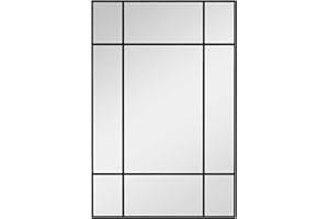 HOMCOM Espejo Rectangular de Pared 90x60 cm con Marco de Metal Espejo Decorativo para Salón Dormitorio Entrada Negro